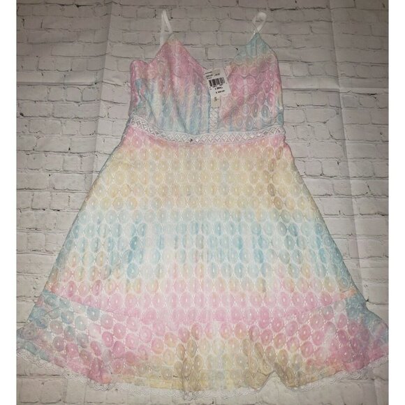 NWT Speechless Rainbow Lace Short Summer Mini Dress Juniors Size XS - Picture 3 of 6